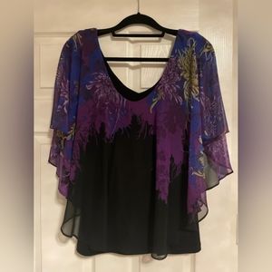 Le Château floral print poncho blouse Size L
